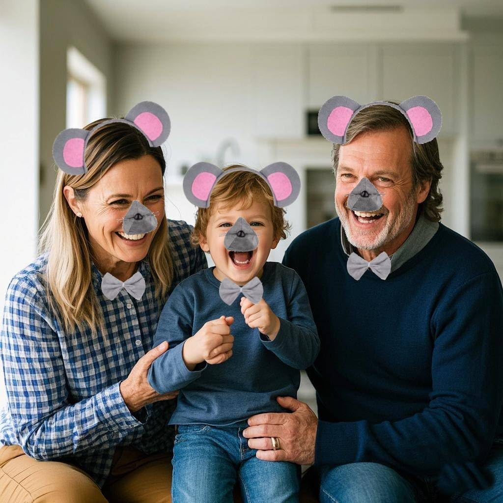 Kirei Sui Kids Chef Gray Mouse Headband Tail & Bowtie 4pcs Set Costume - Image 4