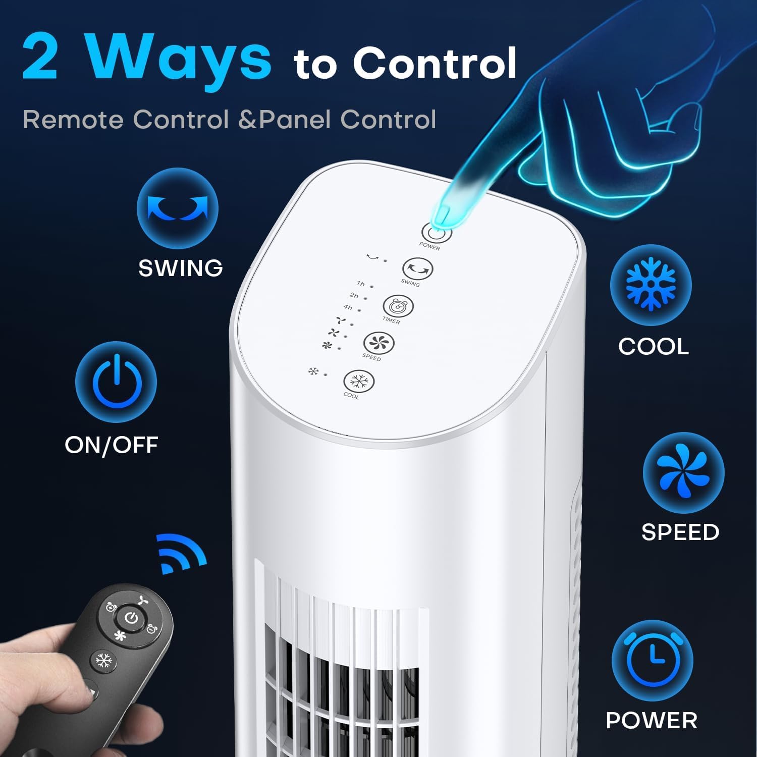 Windowless Portable Air Conditioners, 35" Swamp Cooler w/4 Ice Packs, 3 Speeds, 25ft Remote & 7H Timer, 90°Oscillating Evaporative Cooler, Ventless Air Conditioner AC Unit for Bedroom Indoor