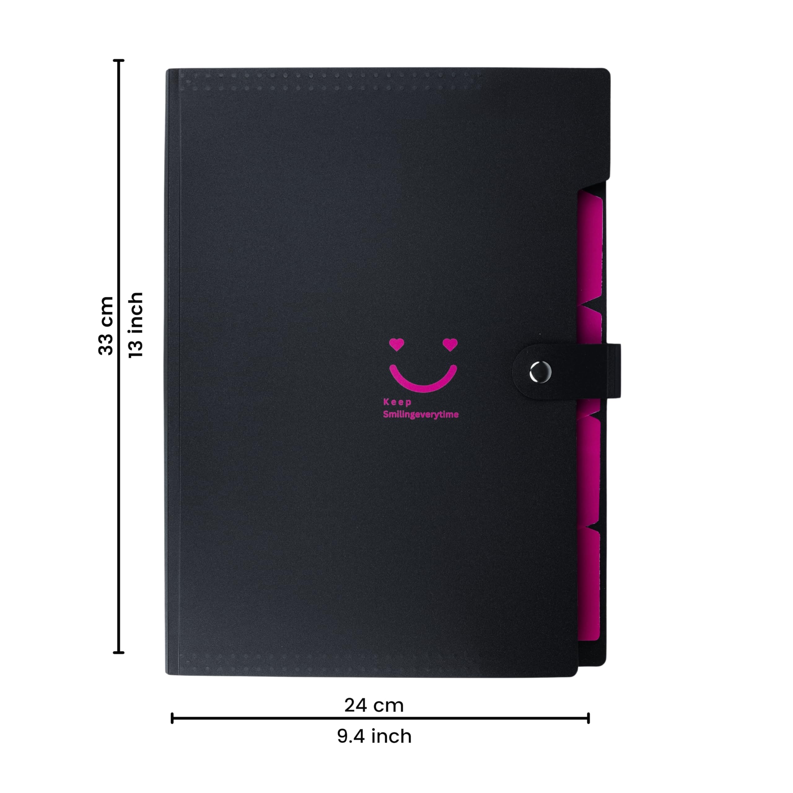 SPS Cartella portadocumenti espandibile con 5 tasche, design smile, adatta per documenti formato A4 e lettera, cartelle a fisarmonica, porta documenti per ufficio, scuola e uso domestico, rosa