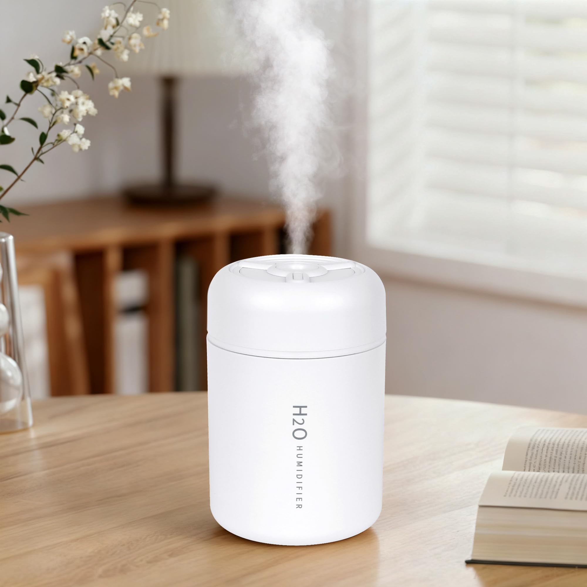 Photo 1 of Portable Mini Humidifier, 300ml USB Cool Mist Small Humidifier with Colorful Lights. Perfect for Bedroom, Office, Plants, travel & Car (White)