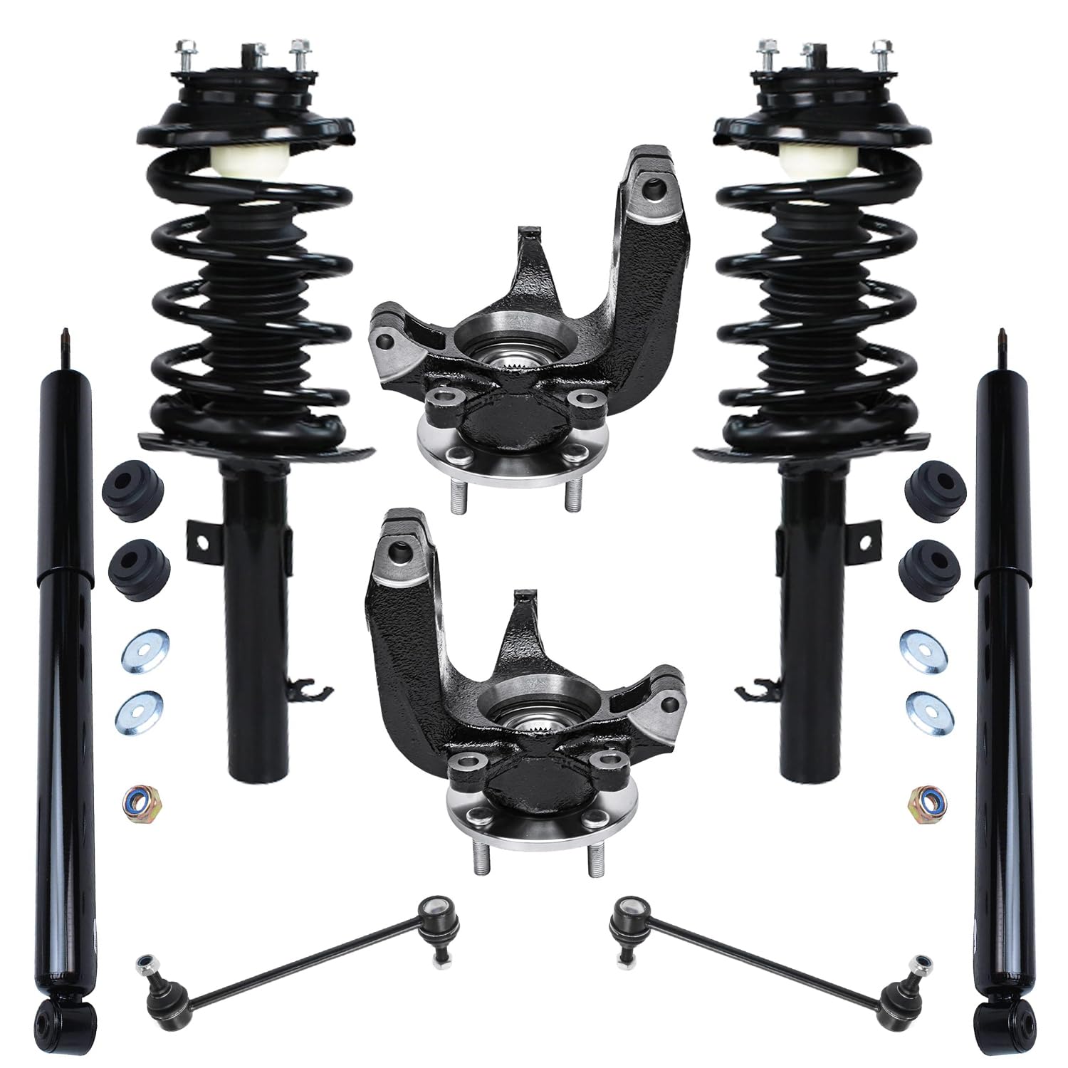 Detroit Axle - 8pc Front Steering Knuckles Kit for 2006 2007 Ford Focus