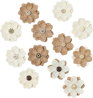 30 Pcs Burlap Flowers Handmade Rustic Flower for Home DIY Craft Wedding Party Decoration(Mixed Patterns)