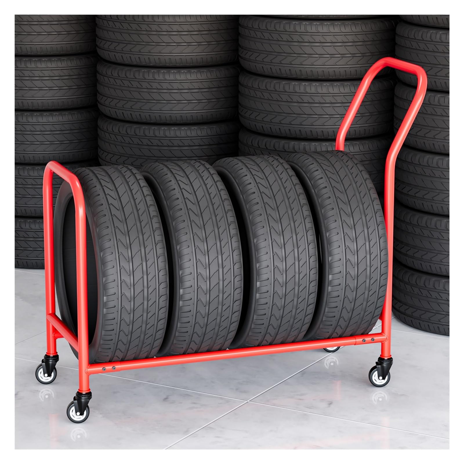 Présentoir de pneus pour camions, étagère de pneu sur pied pour pneus d'hiver, support de chariot roulant pour garage ou commerce, design peu encombrant