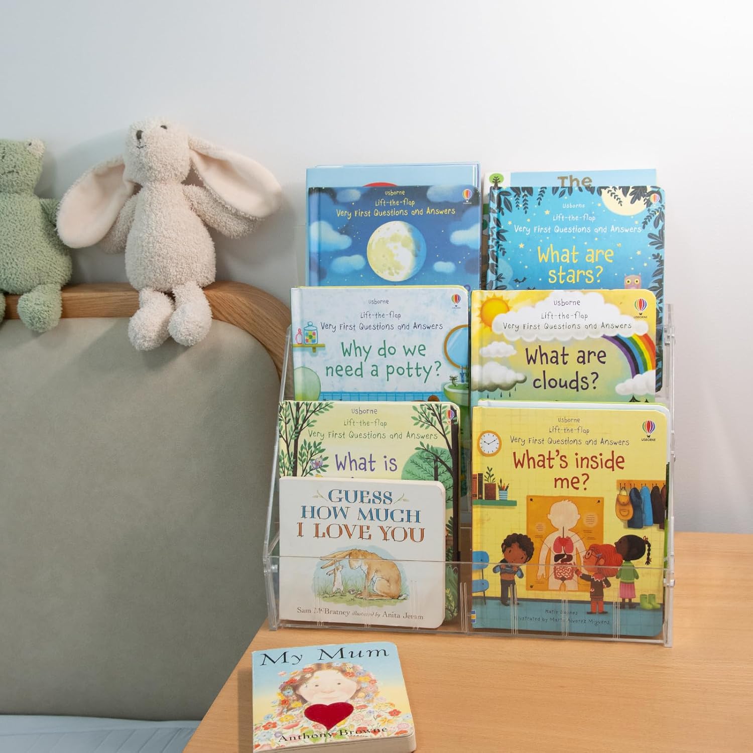 Small Kids Bookshelf, Portable Clear Book Shelf, Desktop Book Display, Tabletop Book Organizer for Kids and Toddler in Nursery, Baby Room, Playroom