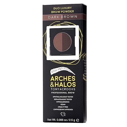 Miniatura 6 de Arches & Halos - Duo Luxury Brow Powder - Marrón oscuro - Paleta de cosméticos para peinar cejas, polvo, tinte, contorno, definidor preciso de cejas