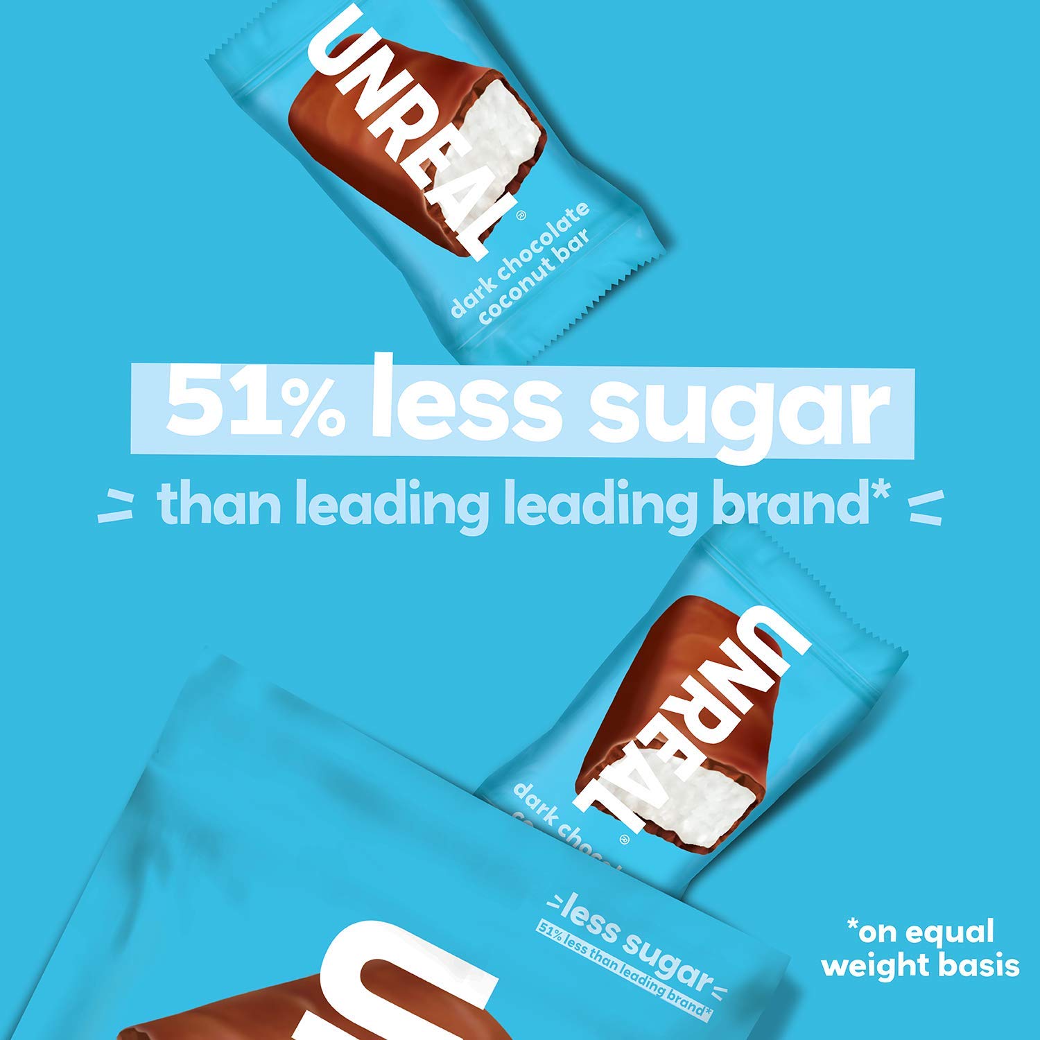 UNREAL Dark Chocolate Coconut Bars | 3g Sugar | Certified Vegan, Gluten Free, Fair Trade, Non-GMO | No Sugar Alcohols or Soy | 3 Bags