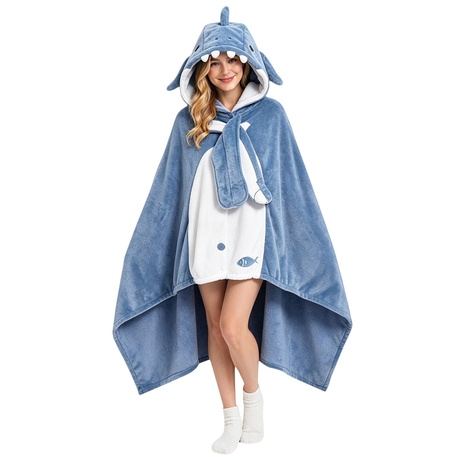 Women Halloween Bat Costume Cape with Hood, Cute Black Bat Blanket Hoodie with Skull Pattern, Gothic Fancy Dress Outfit for Halloween Party Cosplay Carnival
