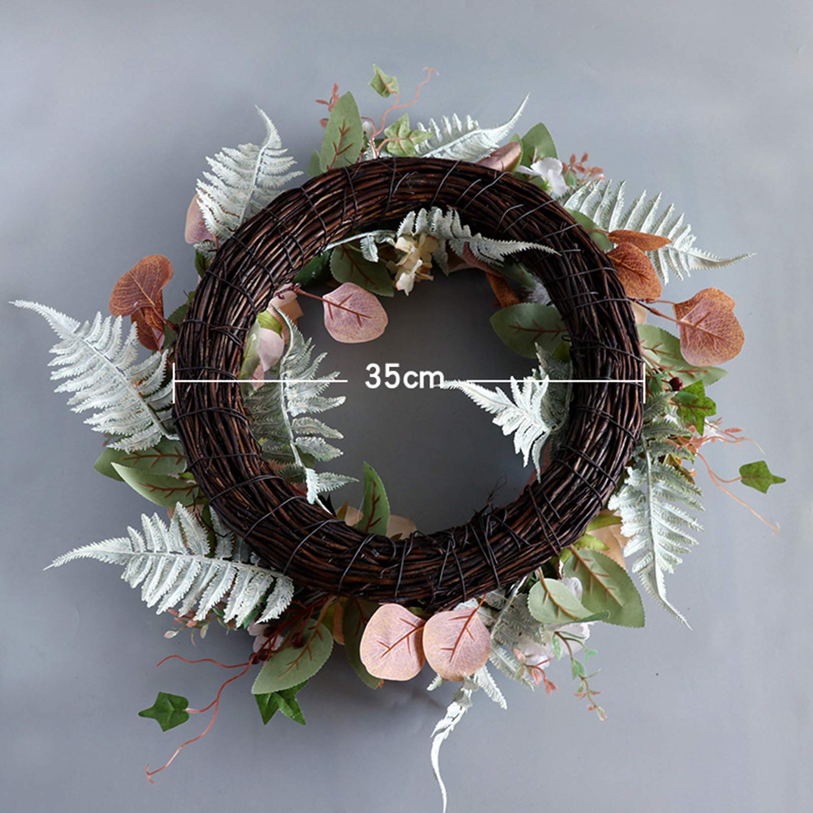 LIU- Retro Cremefarbe Rose Hortensie Kranz Handgemachte Frühling Sommer Vordere Tür Kranz Für Home Bauernhaus Hochzeitsort Dekor Fotografie Requisiten