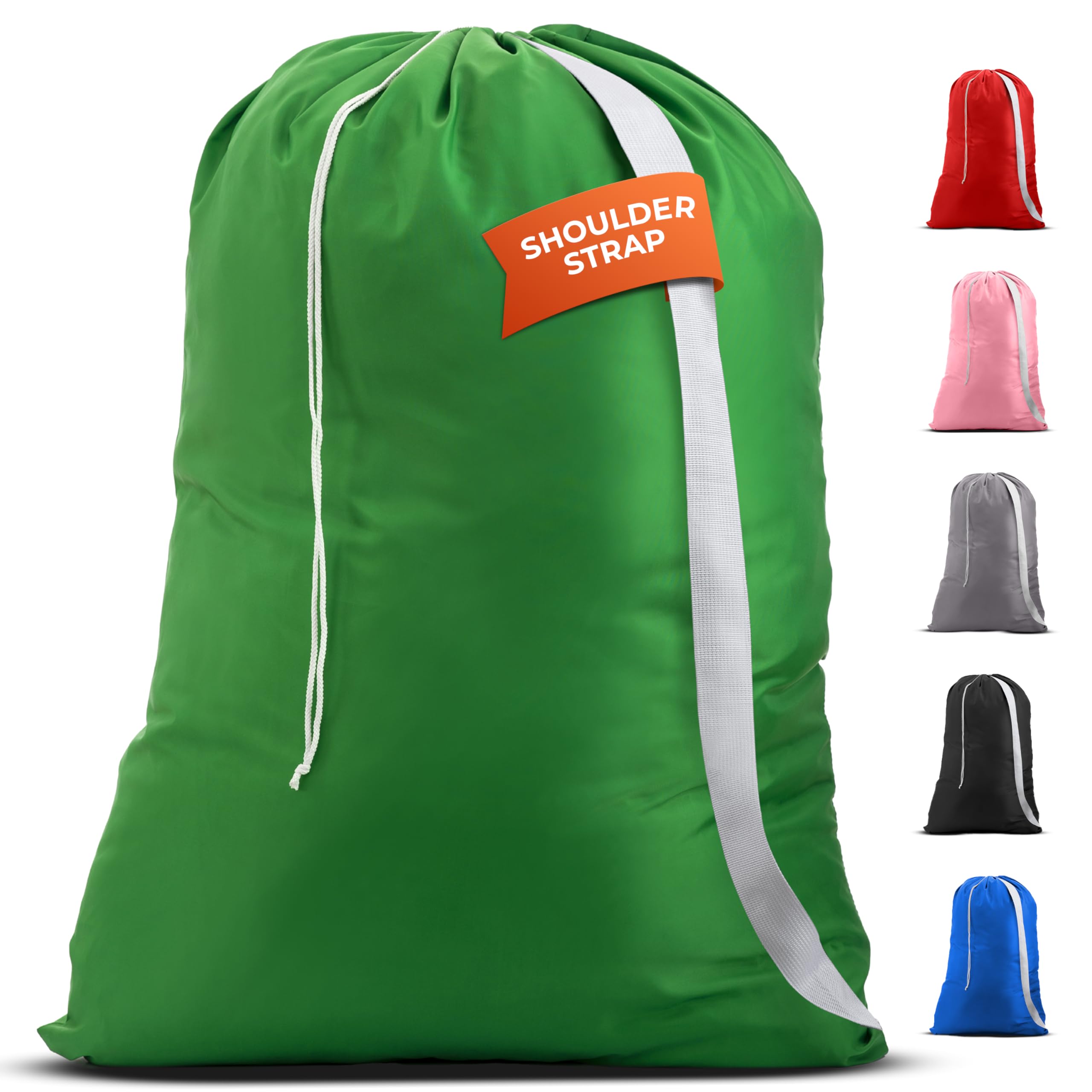 Large Laundry Bag with Shoulder Strap - Black -13