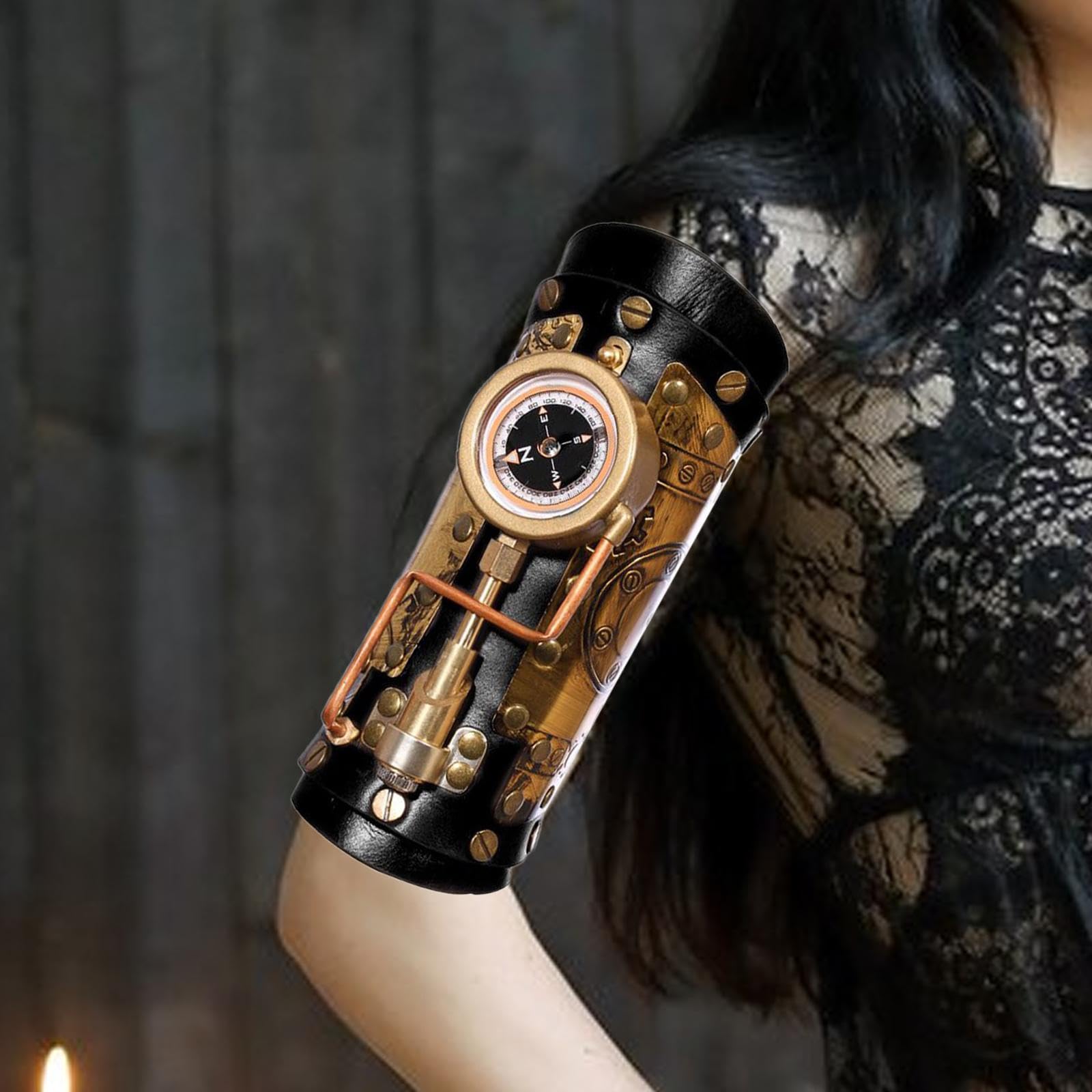 Brazalete De Manga De Brazo Steampunk Con Brújula Para