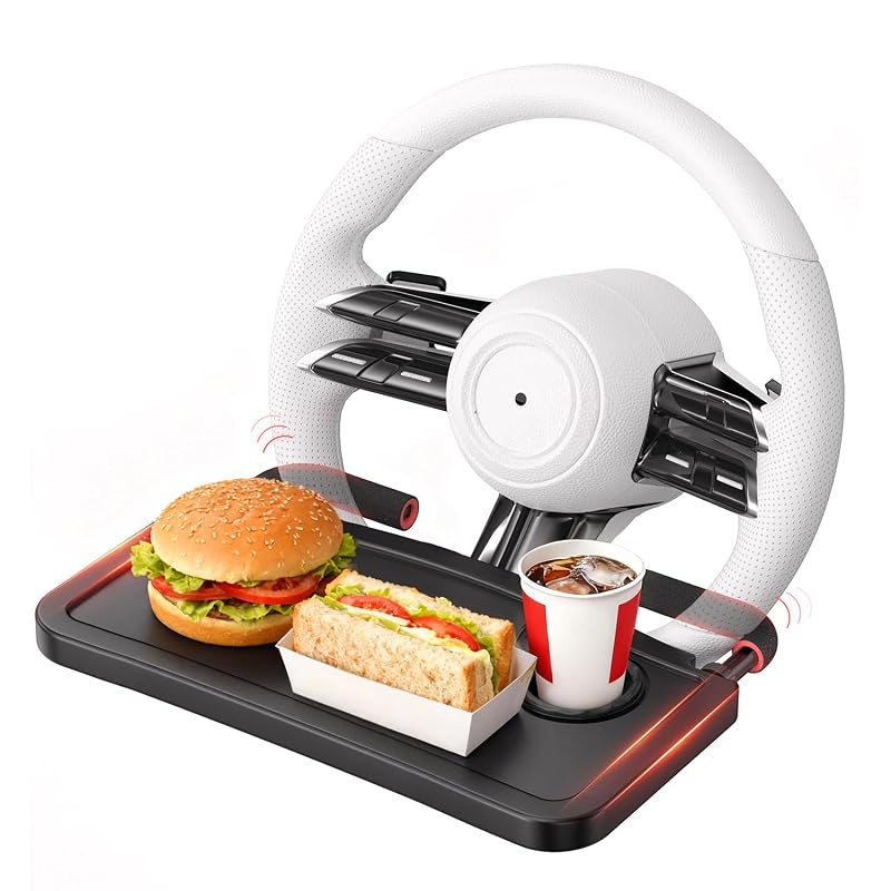 Bandeja para Volante Lazmount com Braços Ajustáveis, Mesa para Notebook, Tablet e Refeições no Carro