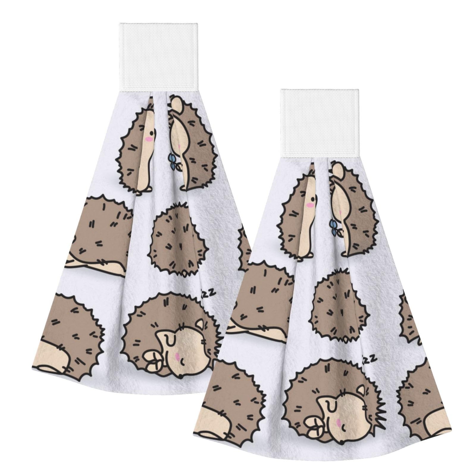DOPKLNA Hedgehog, 2 Pcs Hanging Coral Fiber Hand Towels for Bathroom, Absorbent Kitchen Towels