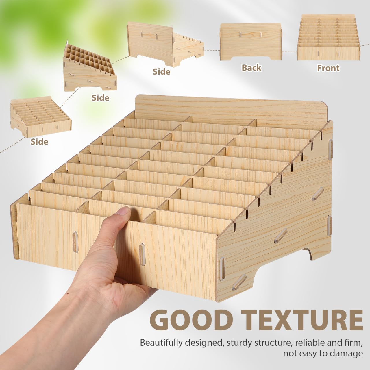 NOLITOY Wooden Mobile Phone Storage Box 30 Grid Desk Organizer Cell Holder Display Cabinet Rack Tray for Classroom Office School Meeting Room Teen Family Management - Image 2