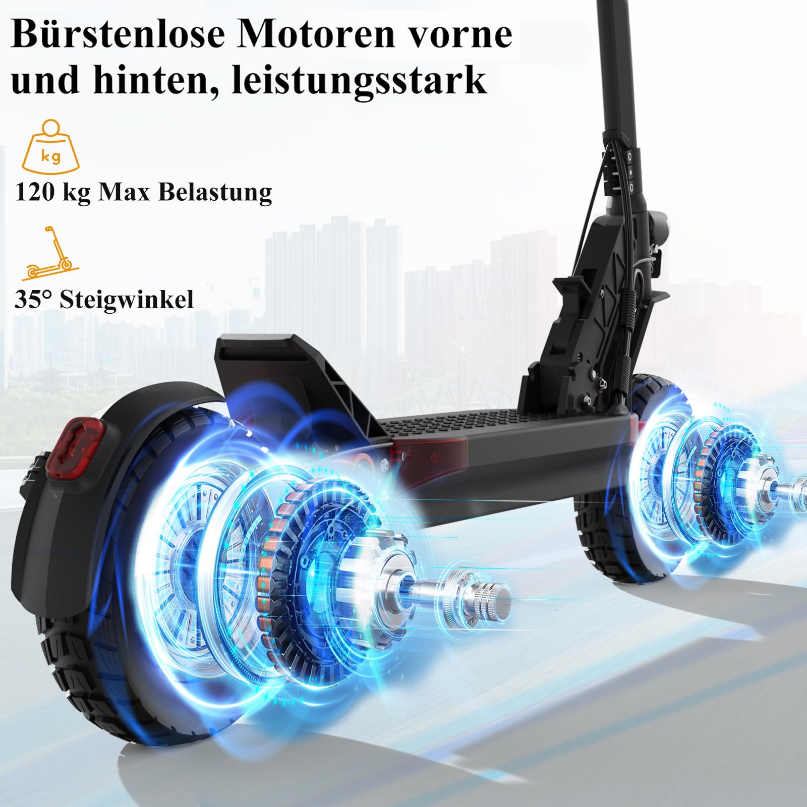 JOYOR E Scooter Roller S/Y/F-Serie, Reichweite von 40-100 km, Escooter 150 kg Tragkraft Einzel/Doppelmotoren, E Roller mit 10-Zoll-Geländereifen
