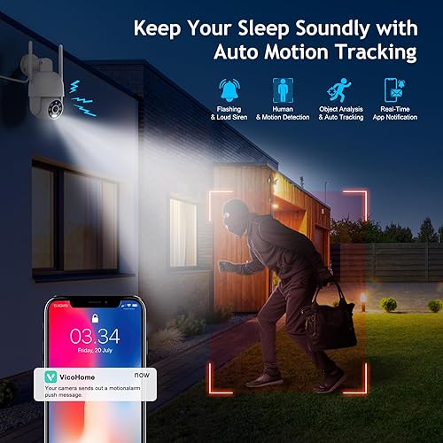 Miniatura 4 de Cámaras de seguridad para exteriores, cámaras PTZ de 360 para seguridad del hogar en exteriores con seguimiento automático de movimiento, visión