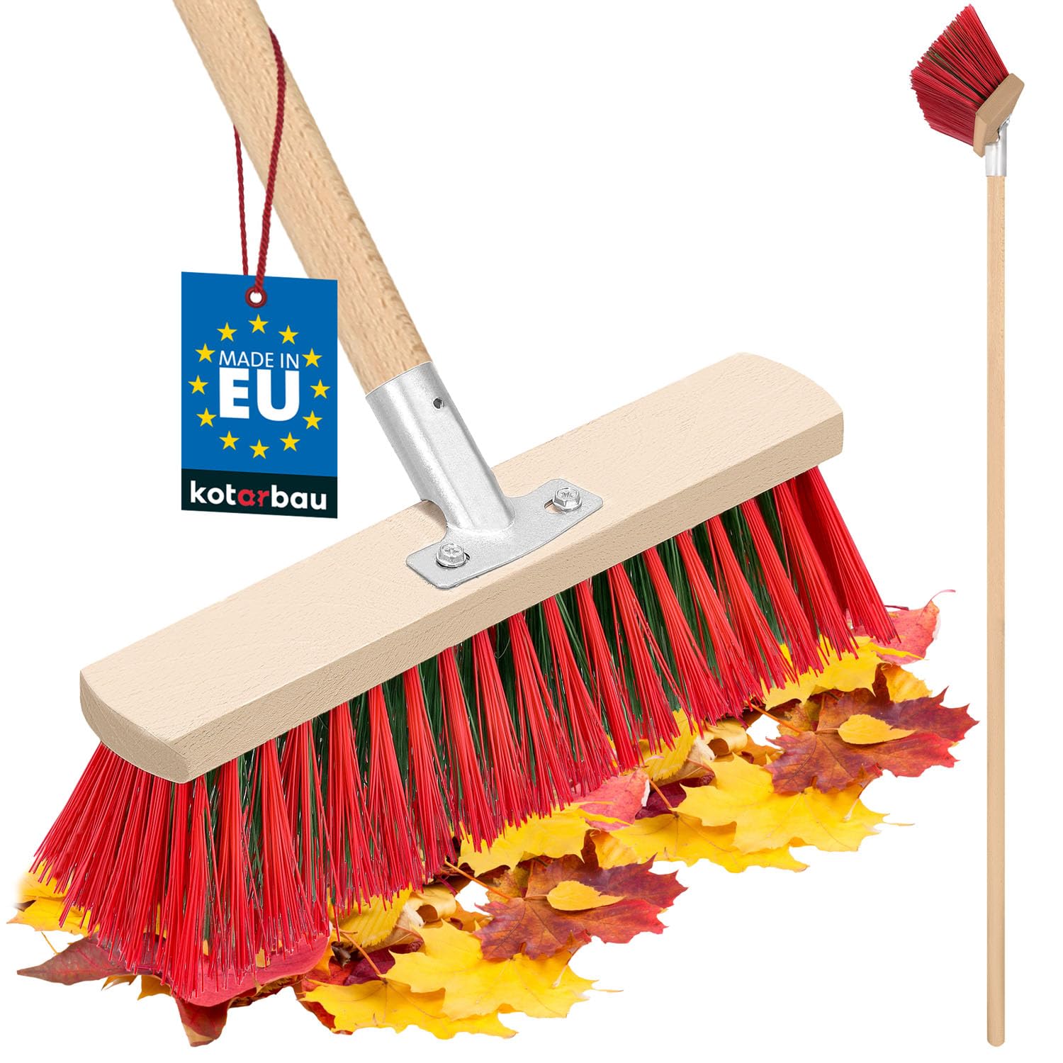 Balai De Jardin Novaliv 40cm - Poils Durs Élastiques - Manche Inclus - Pour Extérieur Et Terrasse