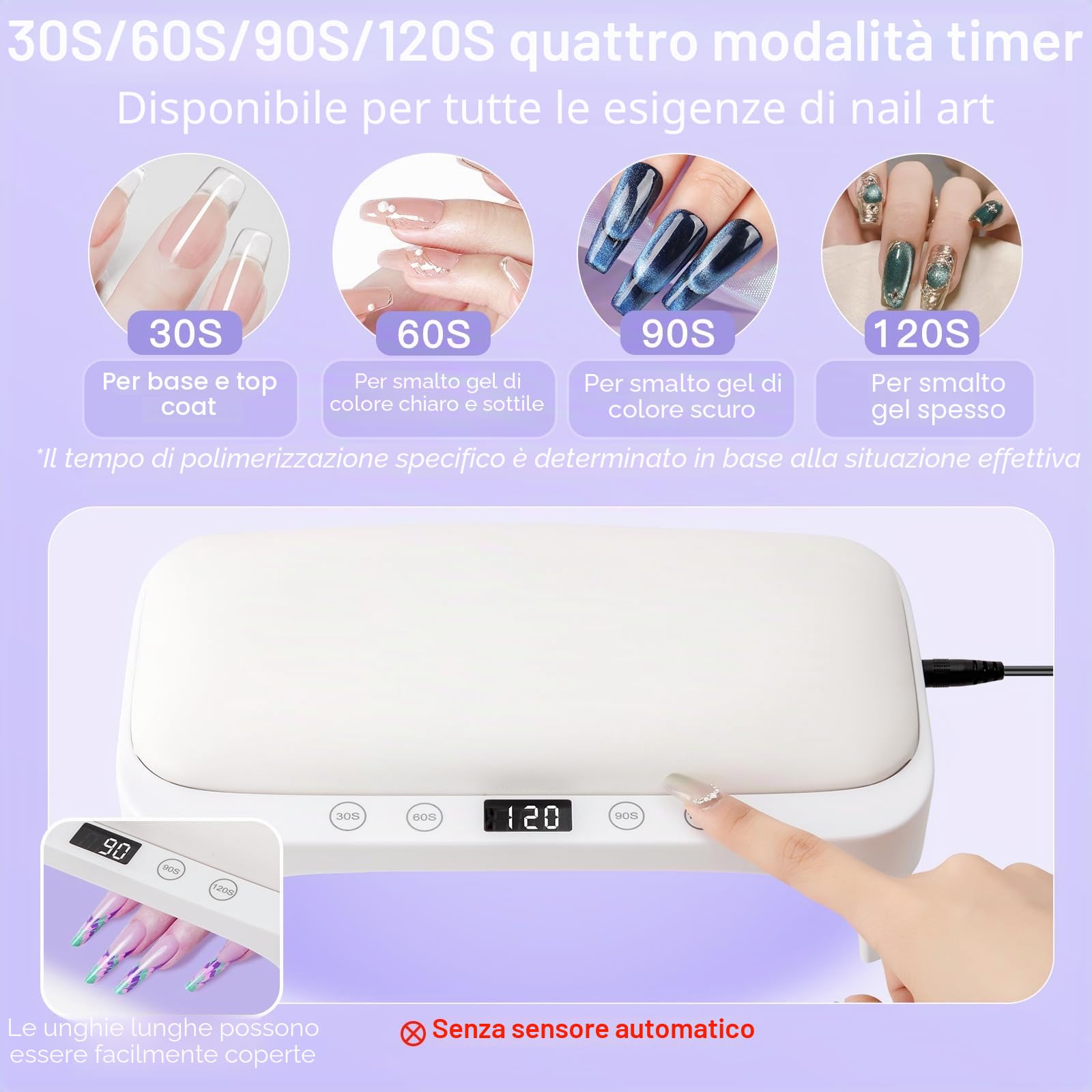 Lampada UV per Unghie con Bracciolo e Guanti UV: Professionale LED Lampada per Unghie, 4 Timer Asciugatrice Pieghevole con Poggiamano per Unghie Smalto Gel per Casa e in Salone, Bianco