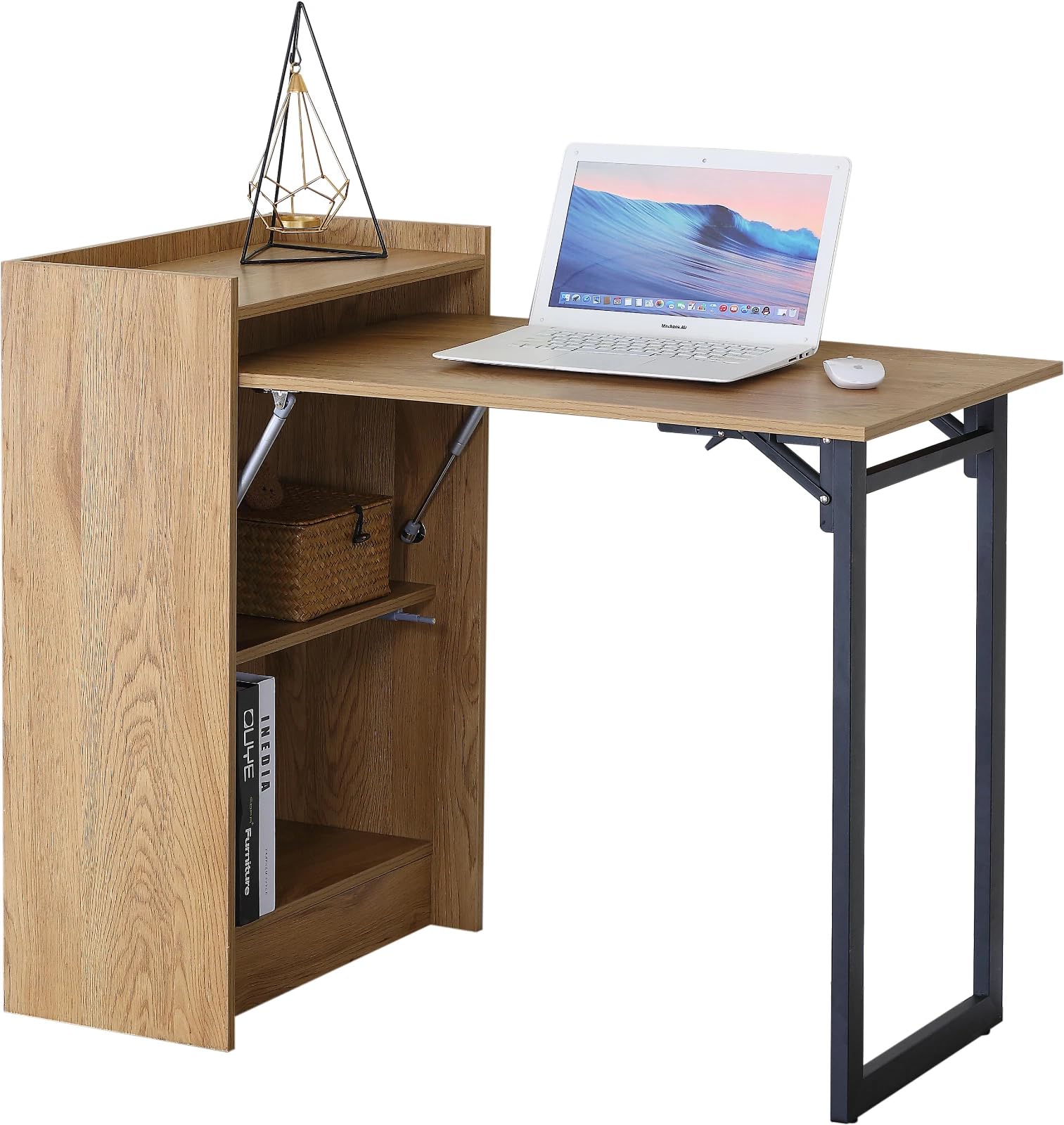 CELINO making your day Folding Desk Computer Laptop Table Foldable Workstation Study Writing Home Office Storage Shelves 102x59x85 cm