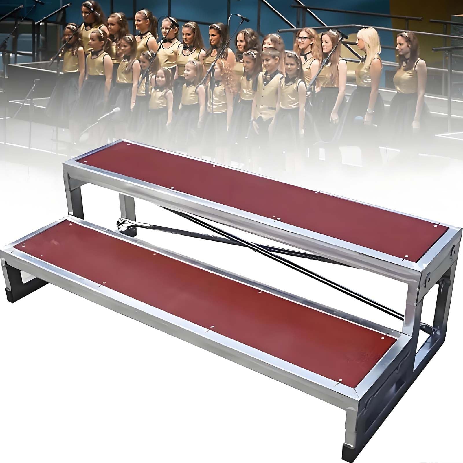 GUTYGIO Portable Choral Risers for Classroom Church Group Photo Lectern Podium Staircase Stand Tiered Tread Steps,Choir Stairs Platform, Non-slip Sturdy 2Tiers