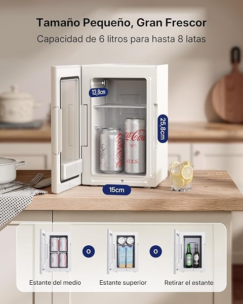 Upstreman Mini Nevera 13 litros, 12V 220V Fridge Portatil para Habitacion Oficina Coche Caravanas Camping, Función Enfriamiento y Calentamiento, para Skincare Red Bull Cosmeticos Coca Cola, TR13 - 2