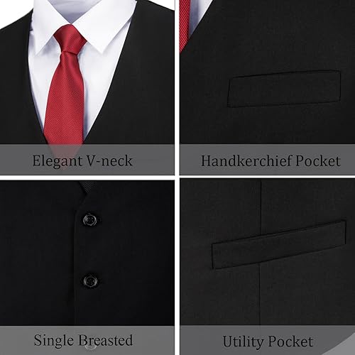 Miniatura 4 de Bakerbear Chalecos de traje para hombre con cuello en V, chaleco casual para hombre, esmoquin formal, chalecos de boda, chaleco para hombre