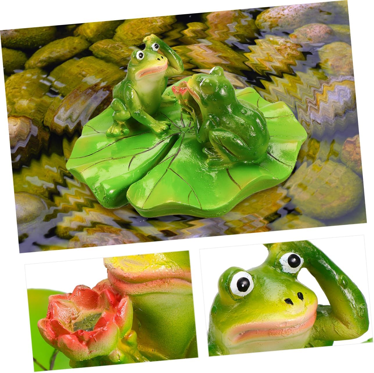 POPETPOP Floating Frog Figurine for Garden Pond Decoration Cute Resin Frog Ornament for Home Decor Outdoor Water Feature Accessory