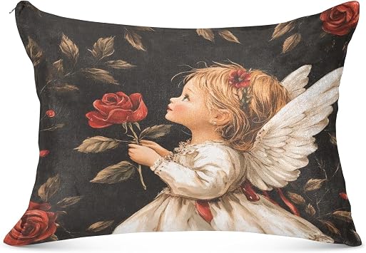 Burbuja Cupid Roses Pillowcase Standard Size 20x26 in, Ultra Soft and Cozy Plush Pillow Case Cover with Zipper for Hair Skin