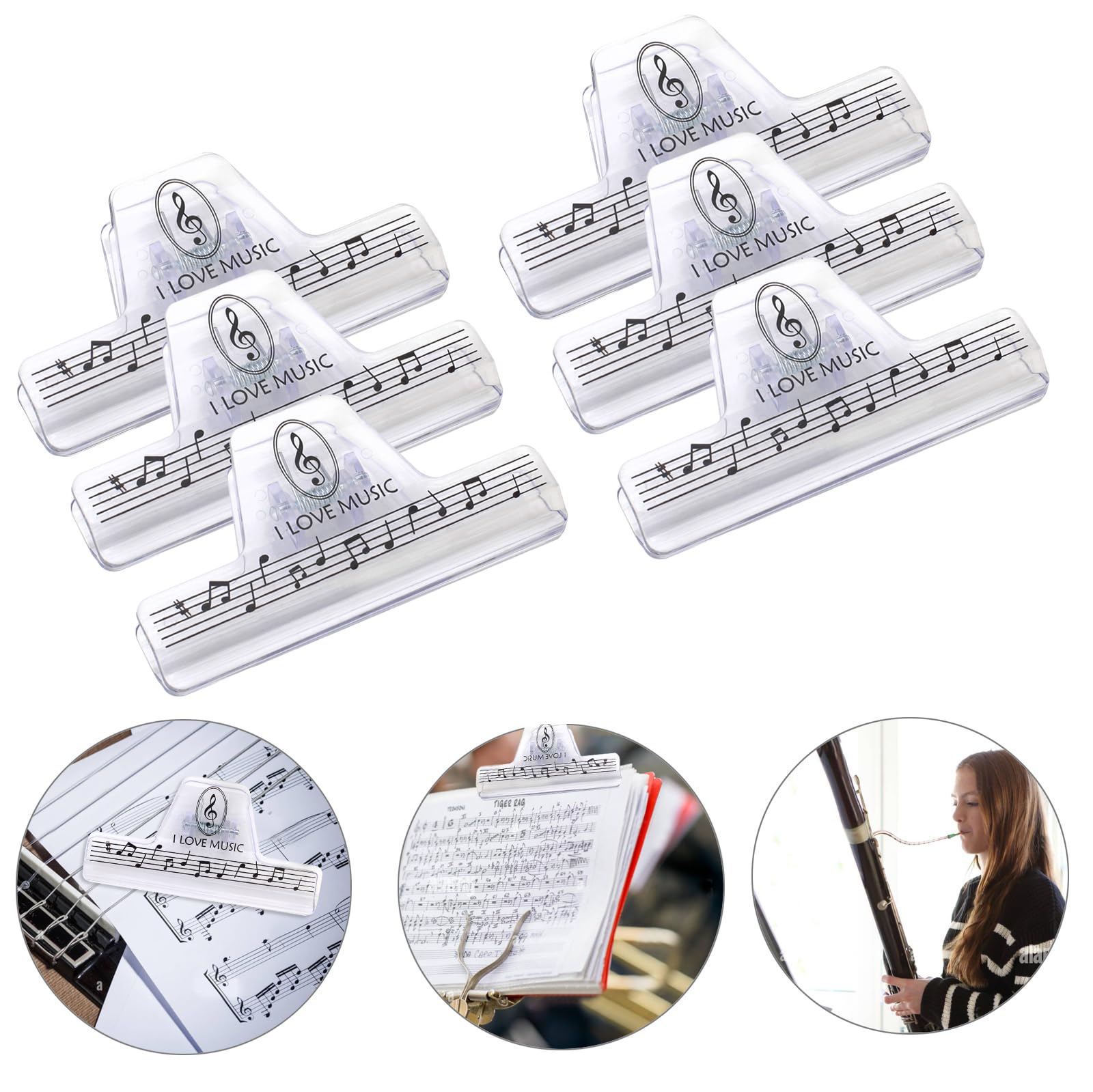Snapklik.com : Music Note Clips Plastic Sheet Clips Book Clips Clamps ...