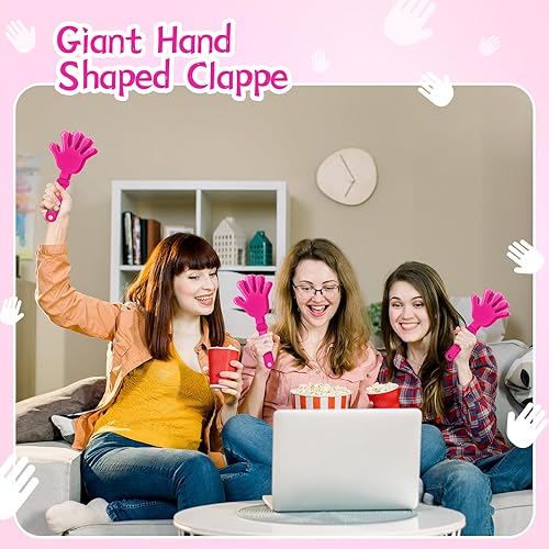 Miniatura 7 de 24 Piezas Aplaudidores de Mano Rosa Intenso de 7.5 Pulgadas Aplaudidores Generadores de Ruido Regalos de Fiesta Aplaudidor de Plástico para Eventos