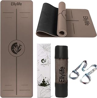 Esterilla Yoga Antideslizante con Marcas de Alineación, ECO materiales, Extra Gruesa Duradera Yoga Mat, para Pilates, Yoga, Ejercicio y Hot Yoga con Correa