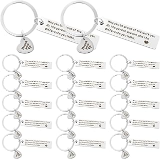Grevosea 20 Pieces Thank You Gift Thank You Keyring May You Be Proud of the Work You Do Keychain Appreciation Gifts Thank You Teacher Gifts Leaving Gifts for Colleague Employee Nurse Mentor (Silver)