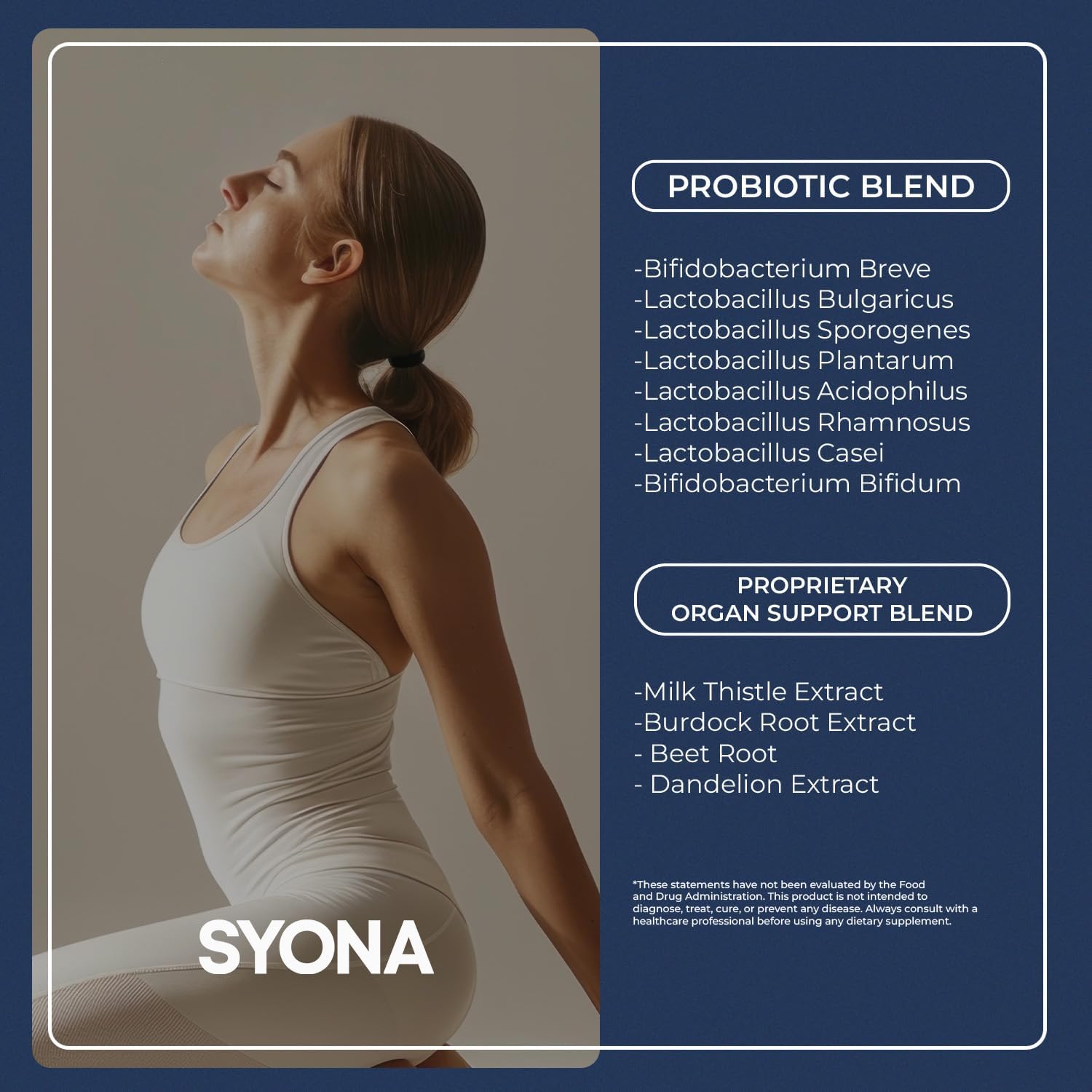 SYONA PROBYO No Bloat Probiotic Blend 15B CFU 8 Strains for Gut Support Men & Women with Beet Root & Dandelion Extract, 30 Stick Packs