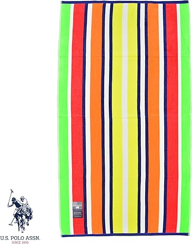 Miniatura 2 de U.S. Polo Assn. Toalla de playa de gran tamaño (40 x 70 pulgadas), diseño náutico a rayas, de lujo, algodón de felpa de calidad de hotel para baño,