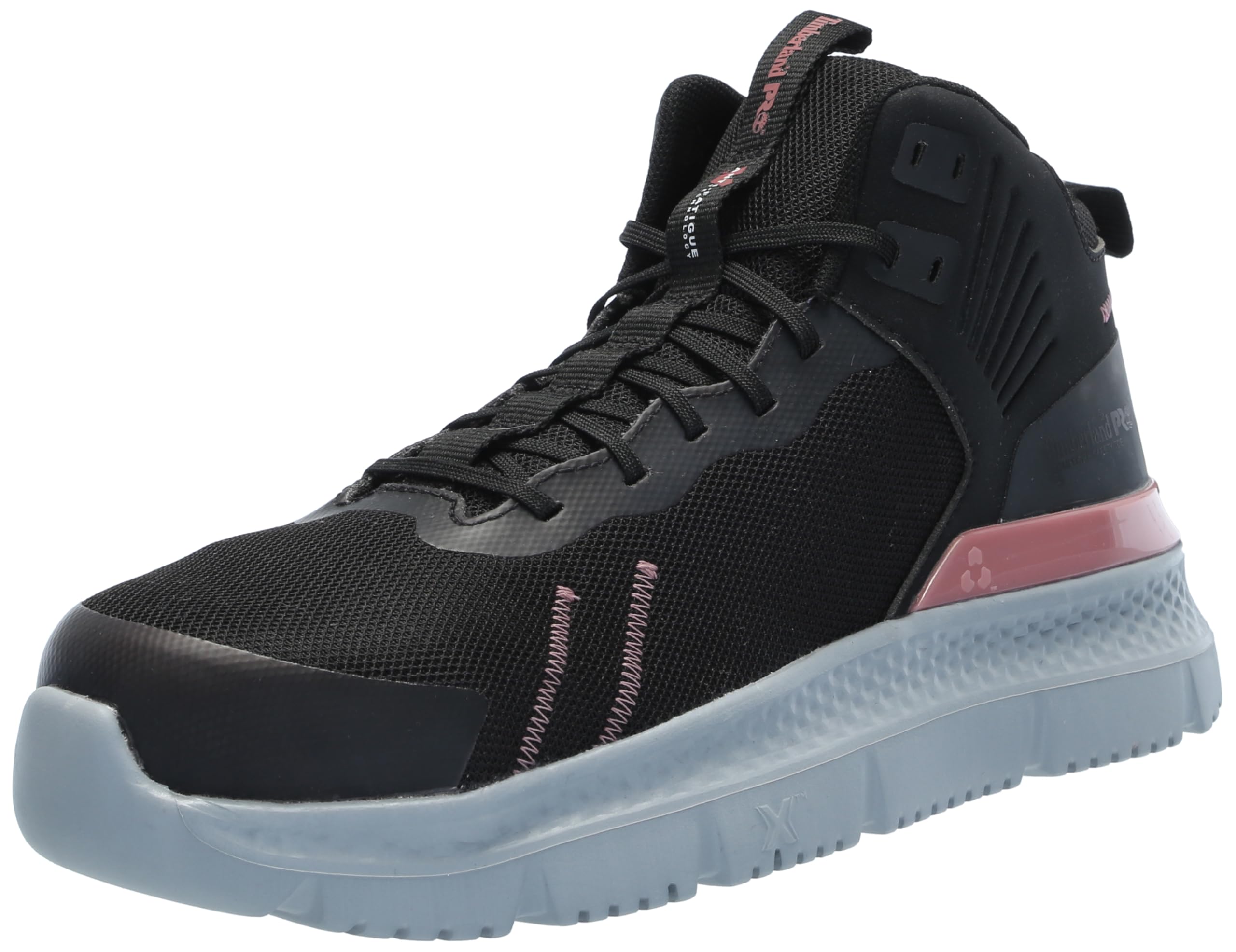 Timberland PRO Women's Setra Mid Composite Safety Toe Industrial Athletic Work Shoe, Black/Grey/Rose-2024 NEW, 7.5 W US