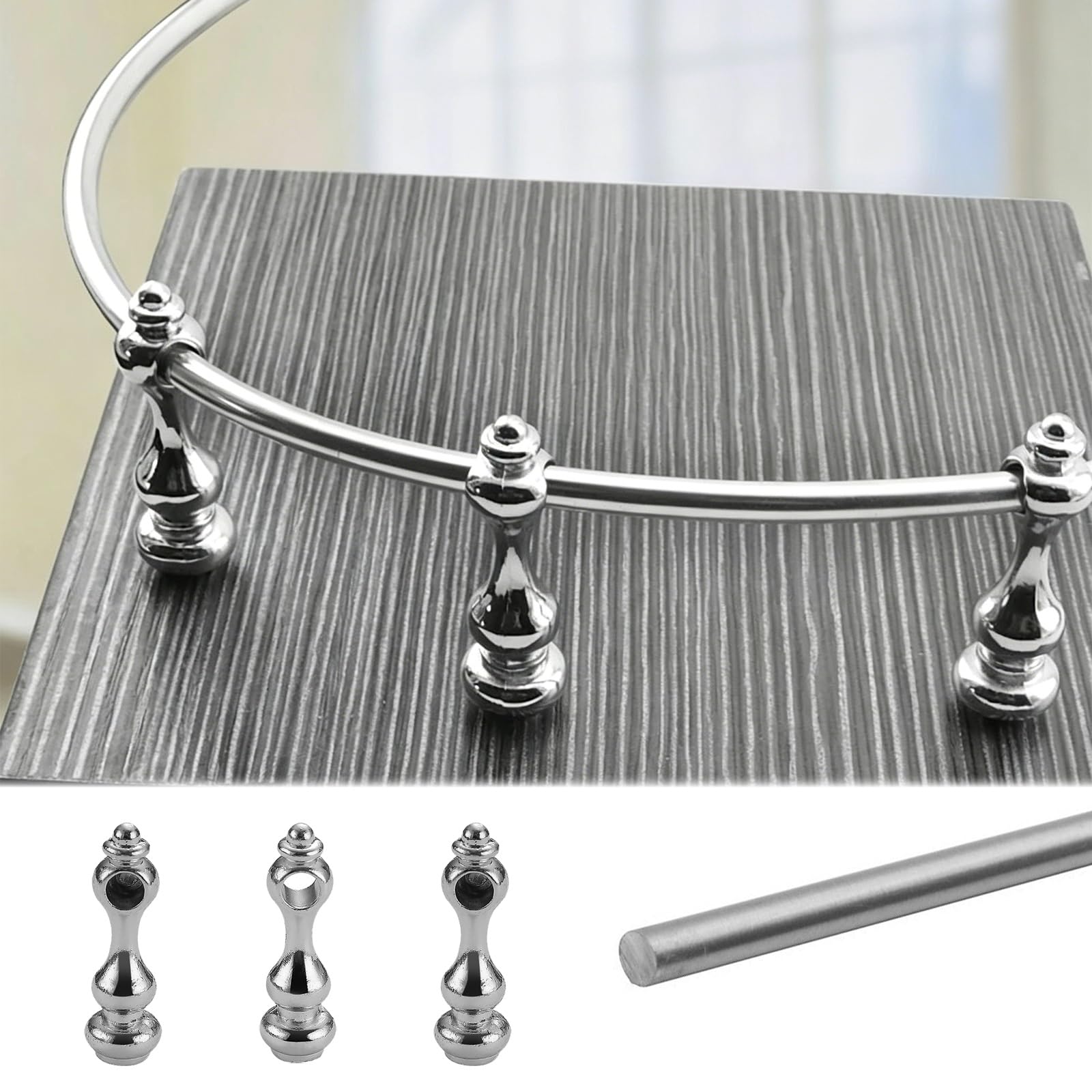 ERRULAN Long Shelf Guard Rail Fence for Bookshelf, Aluminum Decorative Tipping Gallery Rails Set, Anti-fall Metal Guardrail Bars for Open Shelves(Silver,32in/81.3cm)