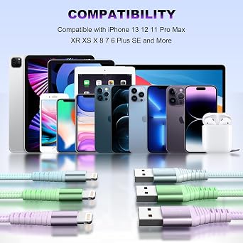 iPhone Charger Fast Charging, [Apple MFi Certified] Lightning Cable 3Pack 6FT Nylon Braided High Speed Transfer Cord Compatible with iPhone 14/13/12/12 Pro Max/11/Xs Max/XR/X,AirPods Pro and More