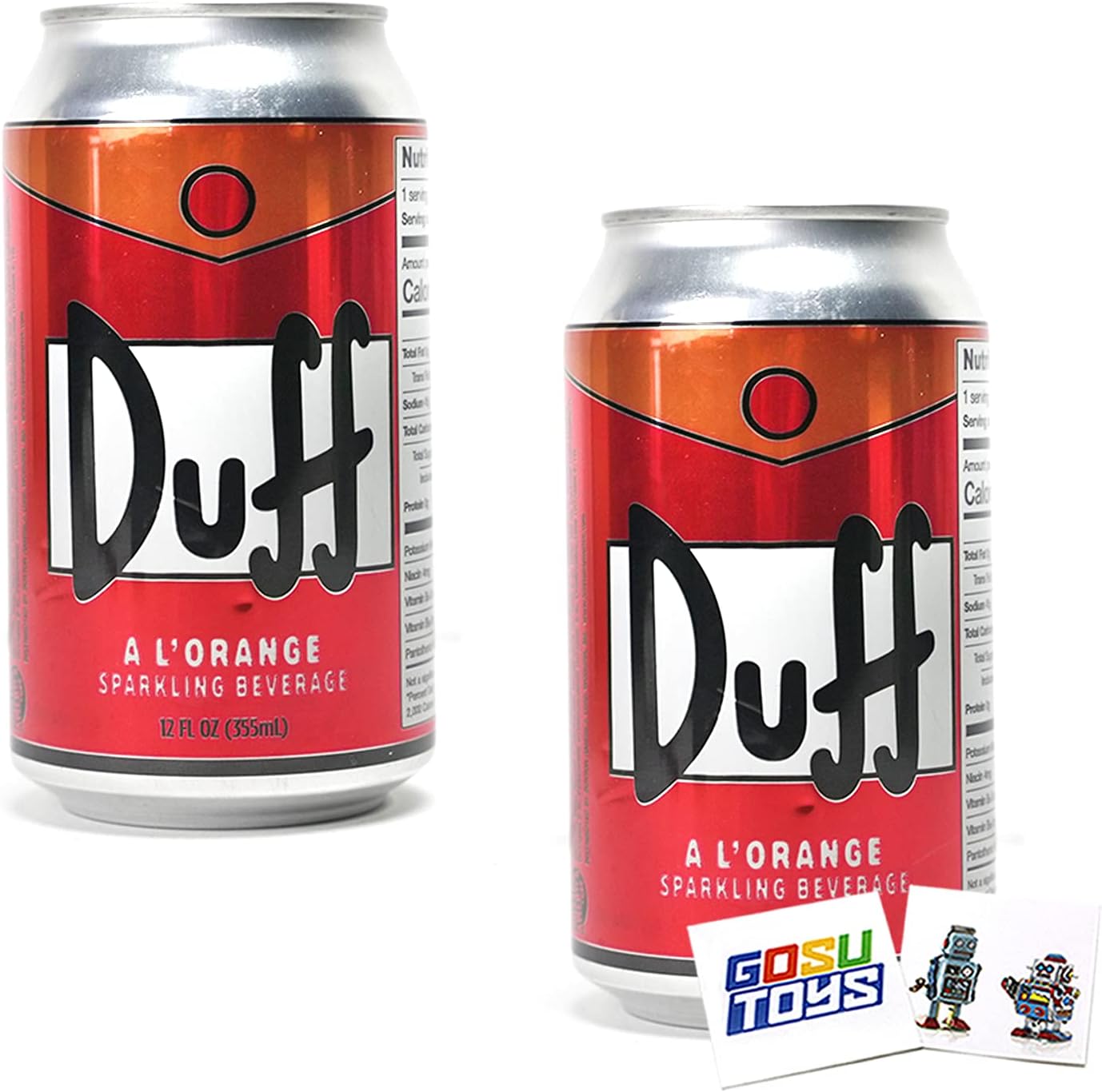 The Simpsons Duff Enerdy Drink (2 Pack) Wonderful Orange Flavor with 2 GosuToys Stickers