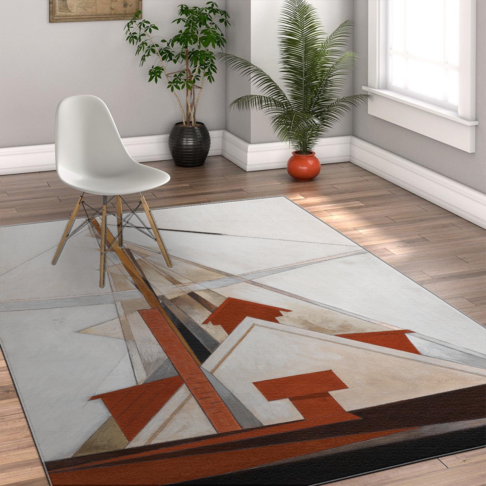 Tapis géométrie abstrait triangle 90x180cm antidérapant pour dortoir