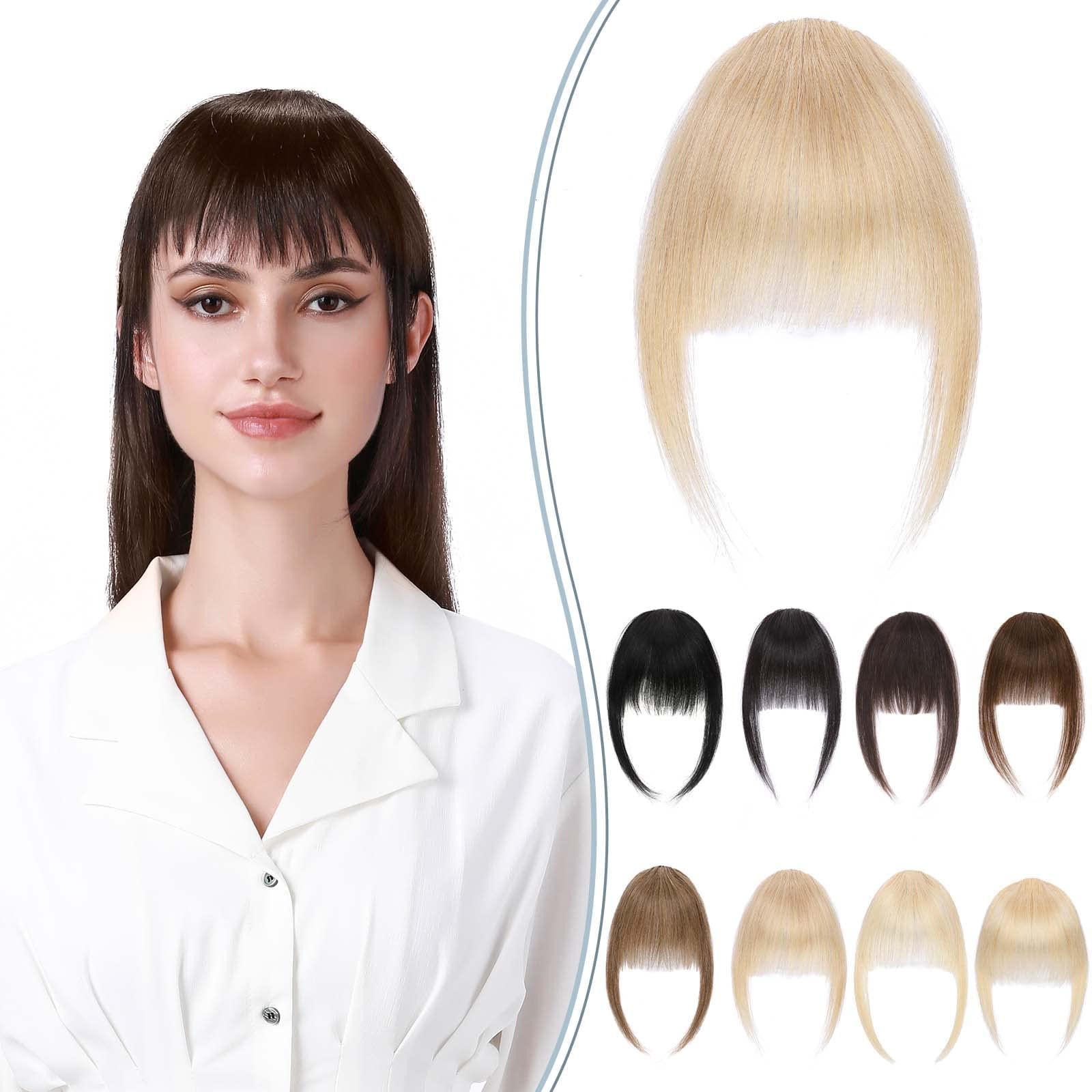 Silk-coClip in Bangs Clip in Fringe Extension Air Bangs With Temples 100% Remy Human Hair French Bangs Hairpieces #24 Natural Blonde