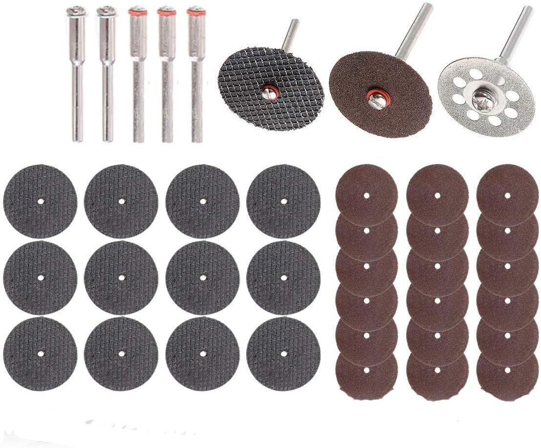 DIY Crafts Diamond Cutting Discs Wheel Drill Bit, Cutting Wheel Set for Rotary Tool, Cutter Kit with Mandrels Resin for Wood Glass Plastic Stone Metal (Pack of 50 Pcs Kit, Multi, Combo Kit)