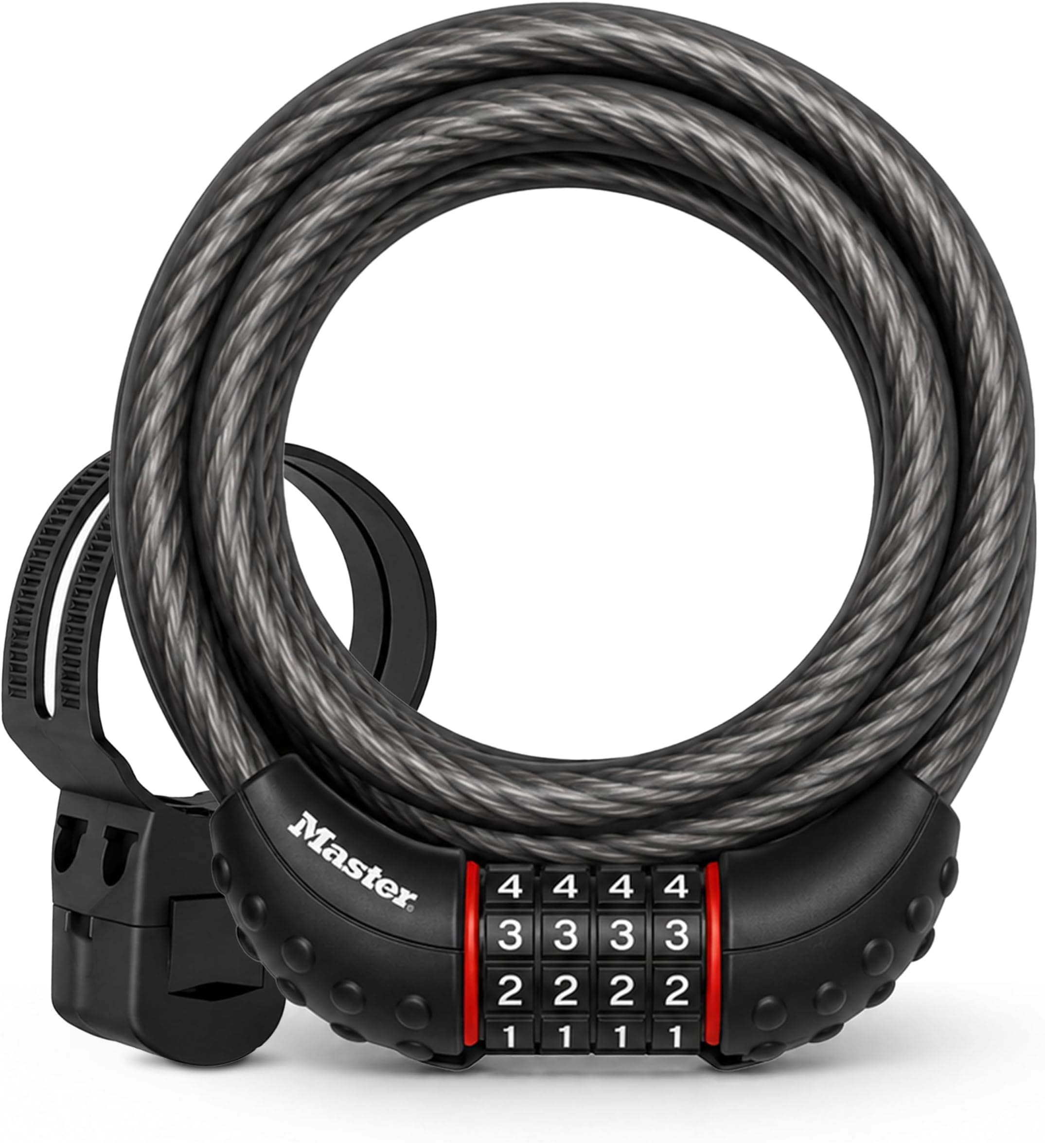 Bike Cable Lock 6 ' x 1/2" Long Length, Resettable Combination Lock with Black Vinyl Coating, 8122D