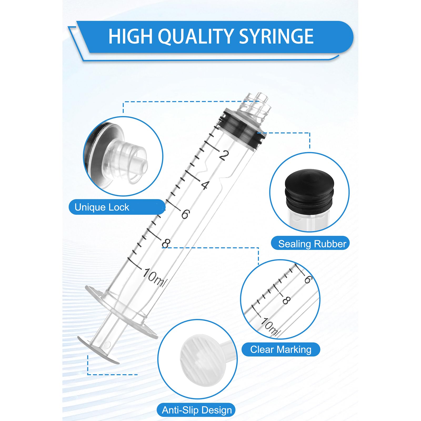 Luer Lock Syringe 10ml - Sterile Disposable Syringes 50 Pack — Amazon image 4