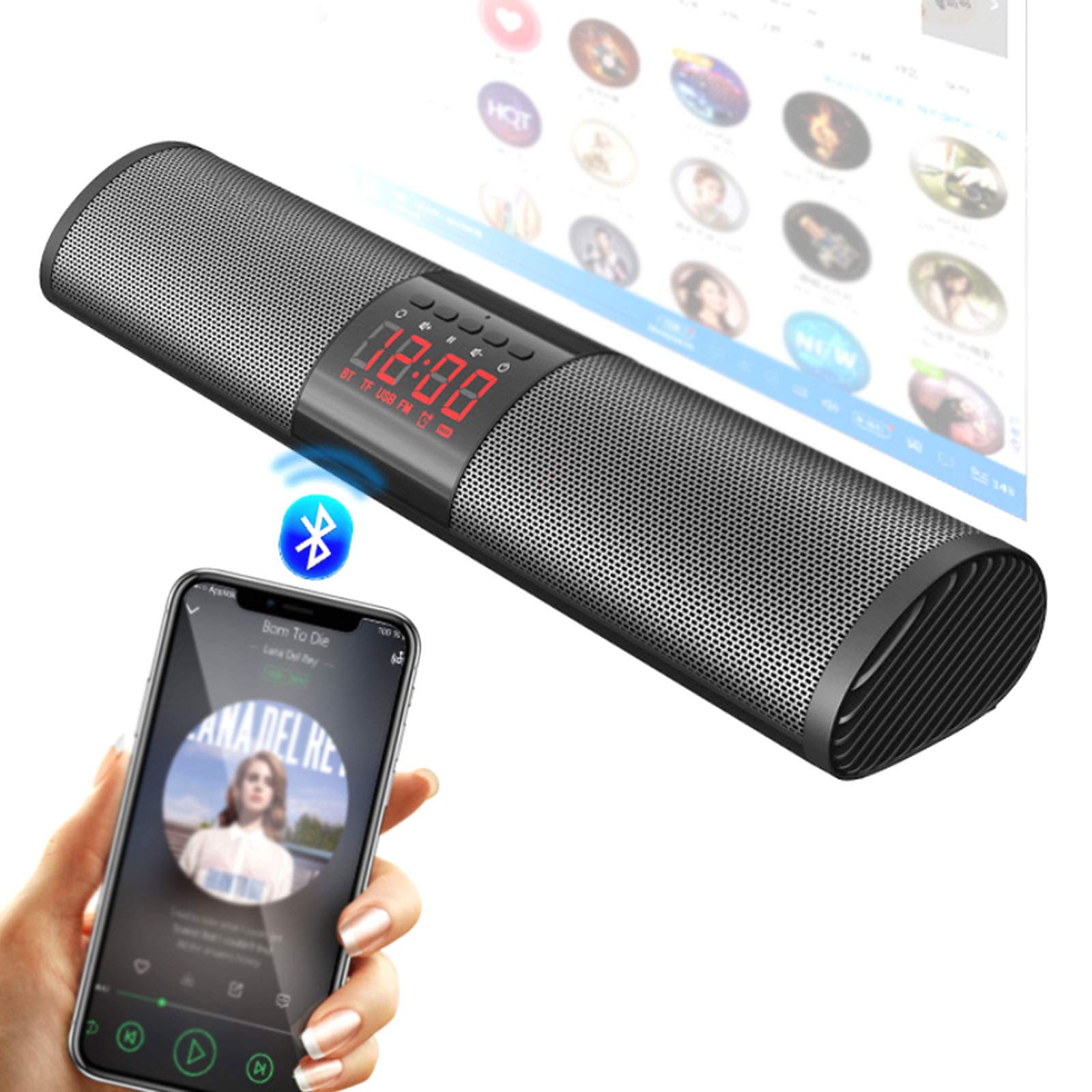 Soundbar Bluetooth 5.0 Con Batteria 2400mAh - Altoparlante HiFi USB Per PC, Telefono (Nero) - 2