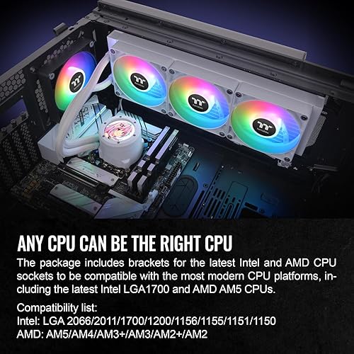 Miniatura 141 de Thermaltake TH120 ARGB Sync V2 - Enfriador líquido de CPU/Enfriamiento líquido ALO/ventilador 4.724 in*1/PWM 500 ~ 2000 RPM/Mirror Waterblock/MB