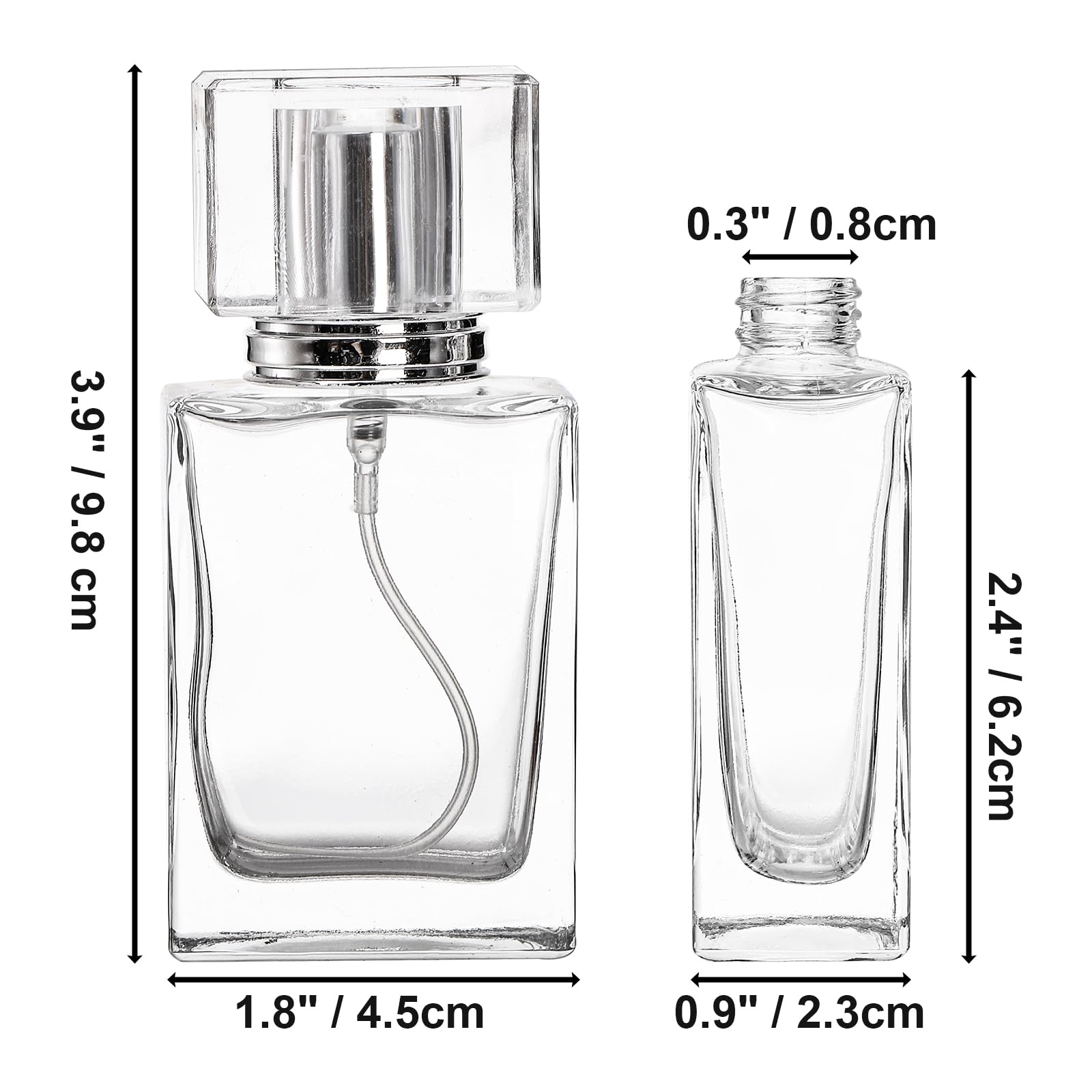 Foraineam 8 flaconi spray da 30 ml, in vetro trasparente, ricaricabili, da viaggio, vuoti, per oli essenziali, con applicatore spray