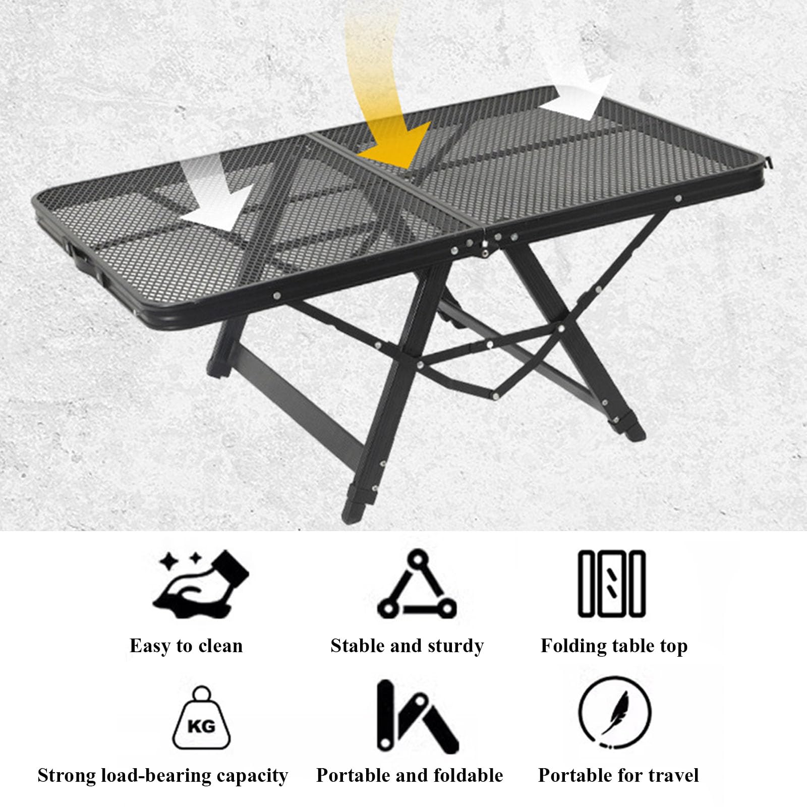 Przenośny metalowy stolik pomocniczy o regulowanej wysokości, kompaktowy, składany stół kempingowy do grillowania i jadalni na świeżym powietrzu - idealny do ogrodu, na patio, rynek i do kampera