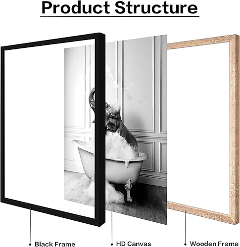 Vista 9 de Impresiones artísticas para pared de baño, divertidas impresiones artísticas sobre lienzo de perezoso enmarcado, cuadros en blanco y negro