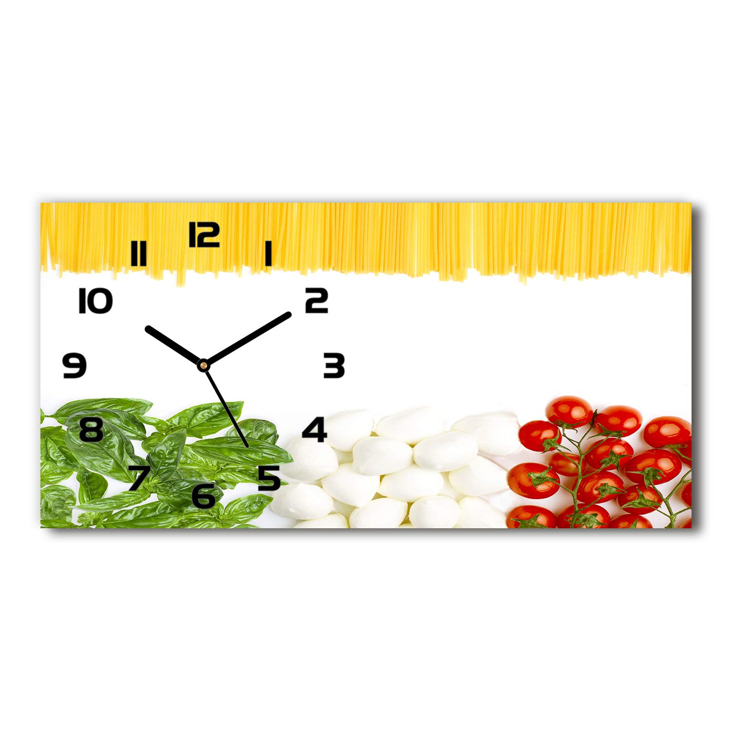 Horloge en verre 60x30cm silencieuse Tulup sur pied salon design drapeau italien