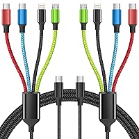 Vista 11 de Travel Essentials - Cable de carga múltiple [2 unidades de 5 pies], accesorios de automóvil, cables de carga 4 en 1, cable USB, cargador de teléfono