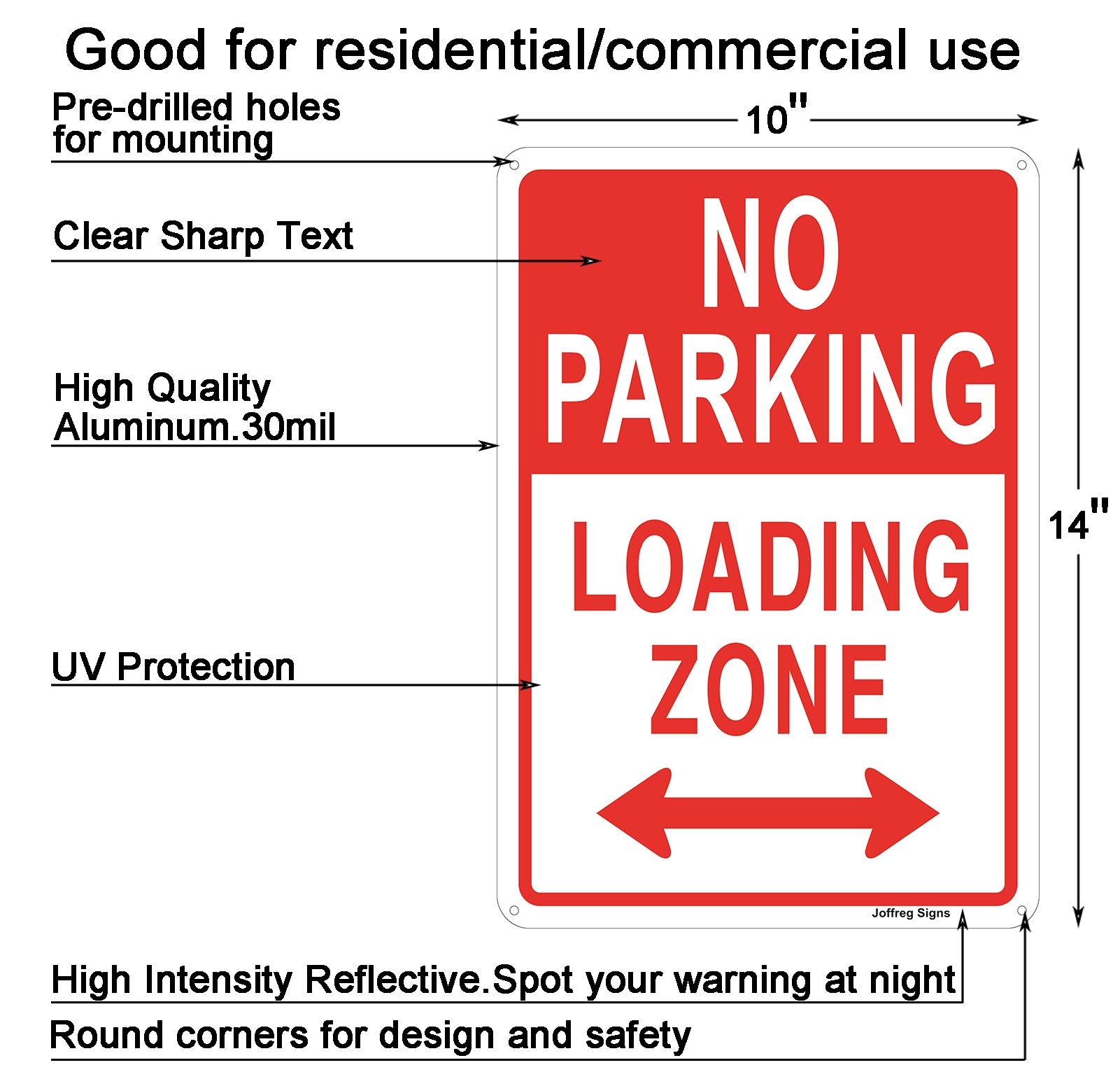 10 Minute Parking Loading Zone Sign - 24x30 Inches, 3M Reflective .080 Aluminum, Made In USA By Sigo Signs